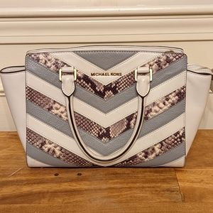 Michael Kors Medium Leather Satchel in Python print